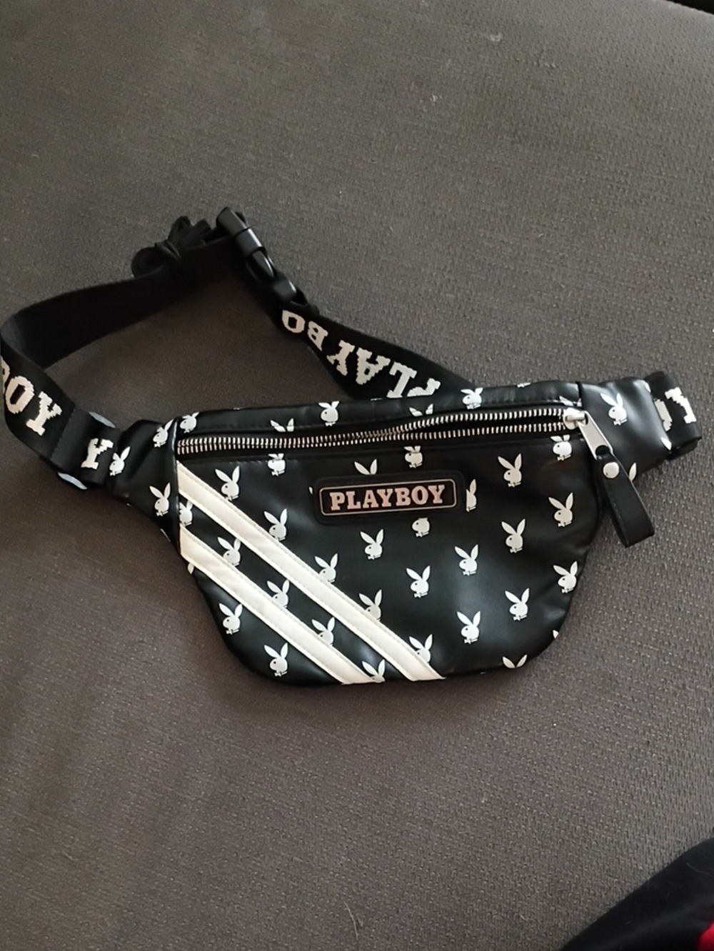 PLAYBOY Black and White Bunny Logo Waist Bag